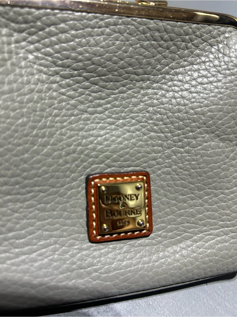 Dooney & Bourke Gray Large Framed Kisslock Leather Coin Purse